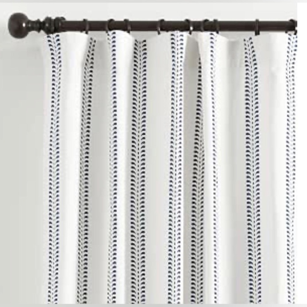 Ballard Designs Hollis Ditsy Single Stripe 2 Curtains